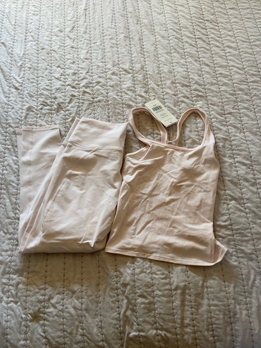 Fabletics Light Pink Sports Bra Tank & Legging Set